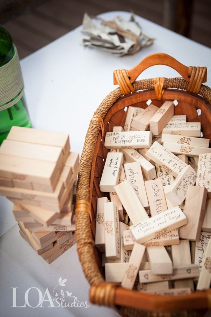She's Intentional Blog: Have guests sign Jenga blocks instead of a guestbook. 