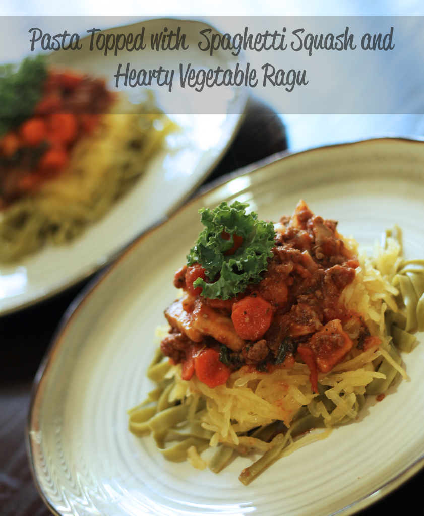 Pasta Topped With Spaghetti Squash & Hearty Vegetable Ragu