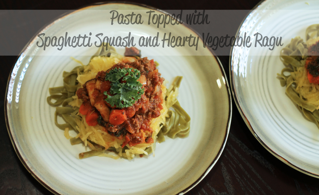 Pasta Topped With Spaghetti Squash and Hearty Vegetable Ragu