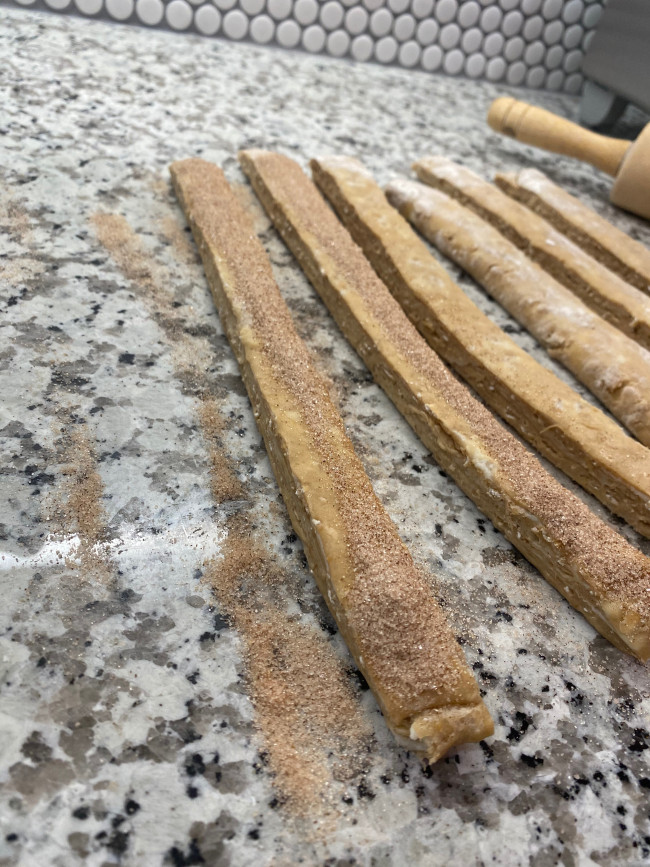 One-half to one-inch strips are the perfect size.