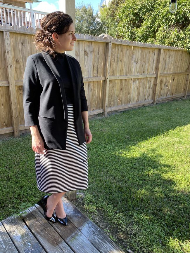 Pencil skirt with long cardigan hotsell