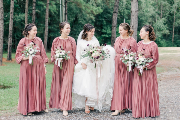 Millennial pink hot sale bridesmaid dress