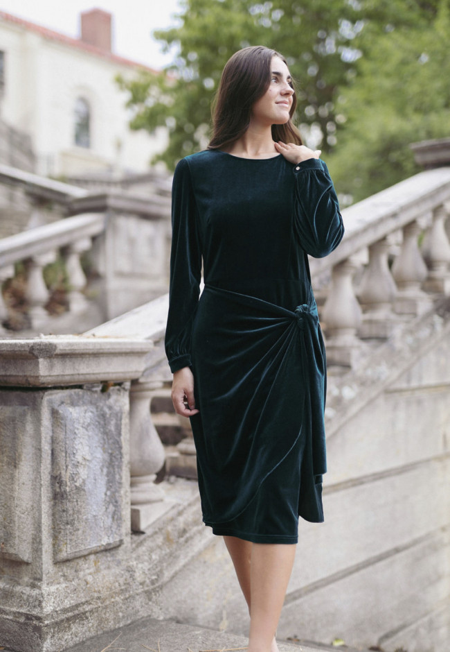 velvet dress for winter SISTER BLOOM: Demi Black Babydoll No. 14 making it the perfect choice for a winter wedding party Velvet Dresses: The Perfect Modest