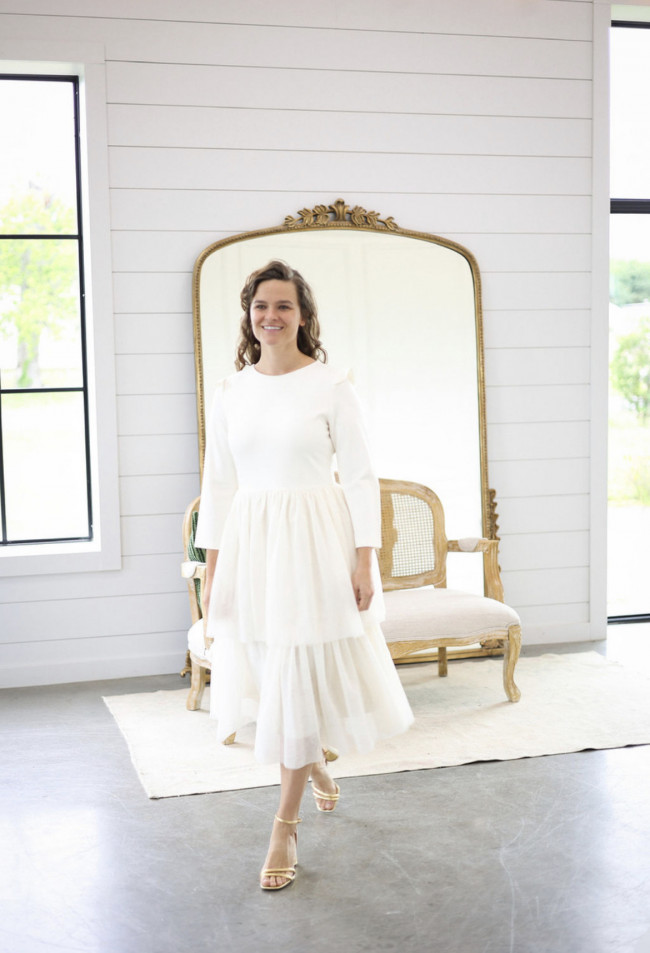 white modest dresses for women The Michelle: Brigitte Brianna White / XL Its perfect as a bridal outfit for courthouse wedding Modest Crepe Wedding dress With