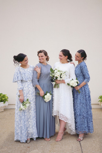 Finding Your Perfect Shade of Something Blue A Guide to Modest Bridesmaid Dresses Dainty Jewells Modest Clothing for Women Girls Weddings