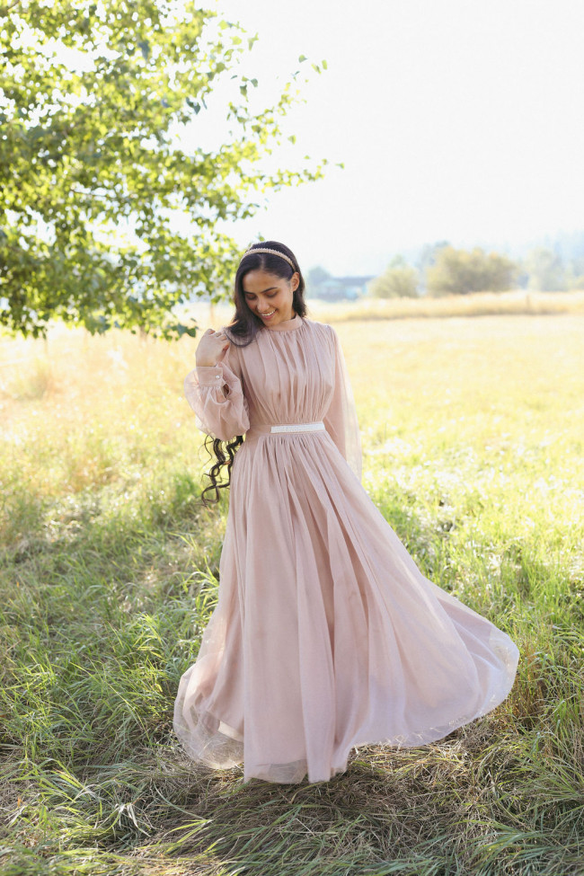 Millennial fashion pink bridesmaid dress