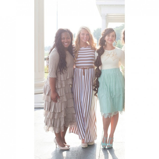 I had to DIG through the DJ archives for this one! The striped dress I had is in the center!